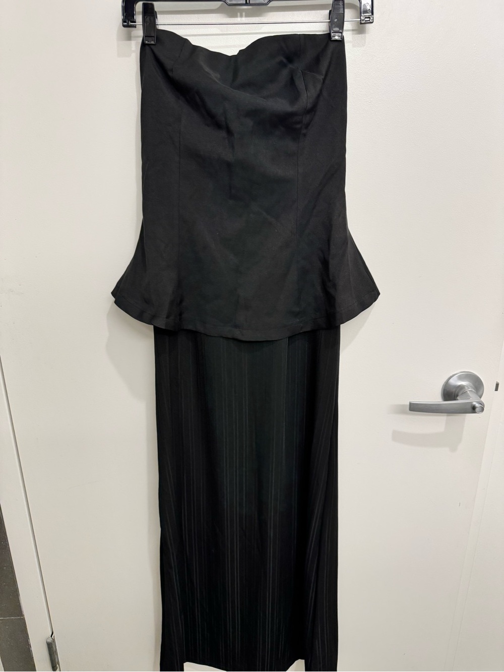 Nice To Meet You Black Strapless Peplum Maxi Dress Size S